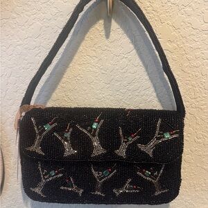 Martini Black Beaded Handbag